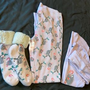 Christmas pajama set and socks